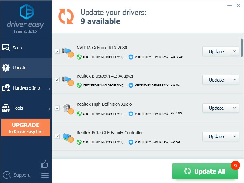 update drivers automatically with Driver Easy
