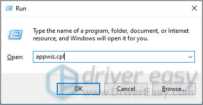 Open Programs and Features window in Control Panel